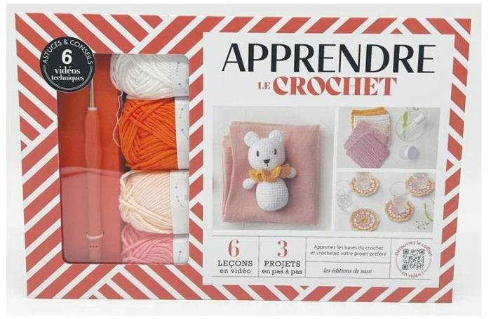Emprunter Apprendre le crochet. Coffret avec 1 livret, 1 crochet, 4 pelotes et 12 anneaux marqueurs livre