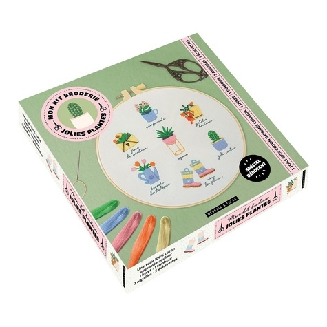 Emprunter Mon kit broderie Jolies plantes. Avec 1 toile 100% coton imprimée couleur, 1 livret, 1 tambour, 3 ai livre