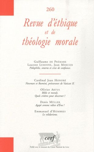 Emprunter Revue d'éthique et de théologie morale N° 260, Septembre 2010 livre