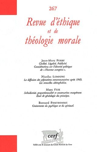 Emprunter Revue d'éthique et de théologie morale N° 267 livre