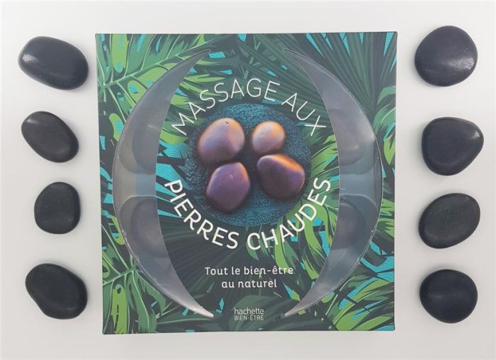 Emprunter Coffret massage aux pierres chaudes. Tout le bien-être au naturel. Contient : 1 livre et 14 pierres livre