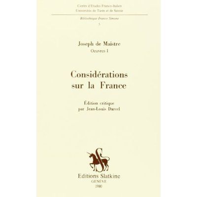 Emprunter CONSIDERATIONS SUR LA FRANCE. EDITION CRITIQUE PAR JEAN-LOUIS DARCEL. (OEUVRES COMPLETES I). livre