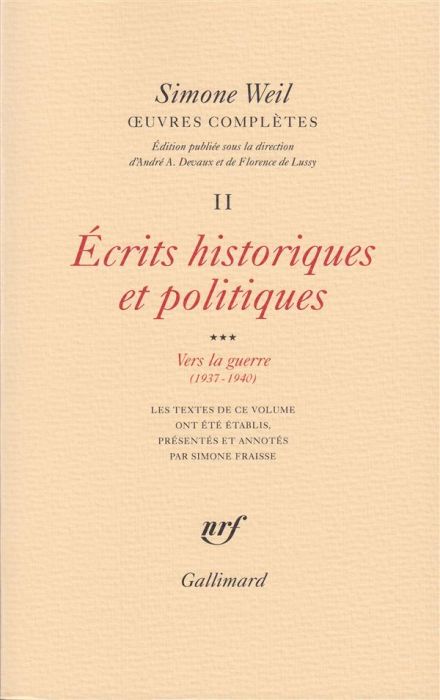 Emprunter Oeuvres complètes. Tome 2, Volume 3, Ecrits philosophiques et politiques Vers la guerre (1937-1940), livre