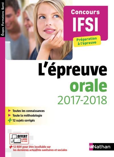 Emprunter L'épreuve orale concours IFSI. Edition 2017-2018 livre