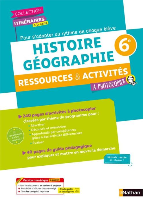 Emprunter Histoire Géographie 6e. Ressources & activités à photocopier, Edition 2021 livre