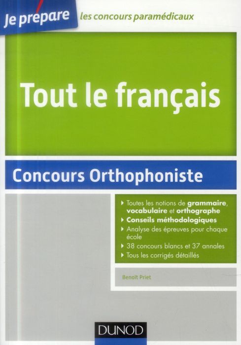 Emprunter Tout le français. Concours orthophoniste livre
