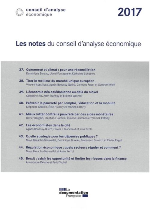 Emprunter Les notes du Conseil d'Analyse Economique 2017 livre