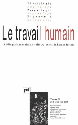 Emprunter Le travail humain Volume 66 N° 3 Juillet 2003 livre