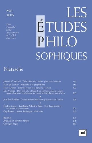 Emprunter Les études philosophiques N° 2, Mai 2005 : Nietzsche livre