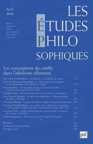Emprunter Les études philosophiques N° 2, Avril 2006 : Les conceptions du conflit dans l'idéalisme allemand livre