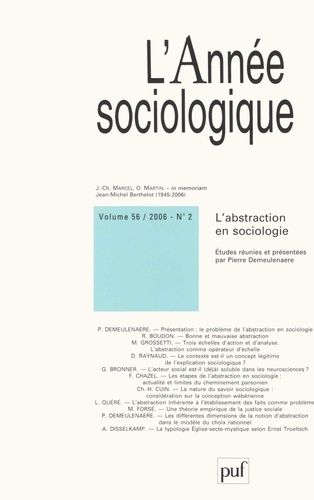 Emprunter L'année sociologique N° 56/2, 2006 : L'abtraction en sociologie livre