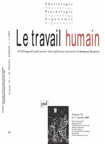 Emprunter Le travail humain Volume 70 N° 1, Janvier 2007 livre