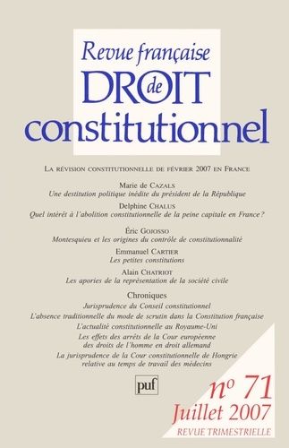 Emprunter Revue française de Droit constitutionnel N° 71, Juillet 2007 : La révision constitutionnelle de févr livre