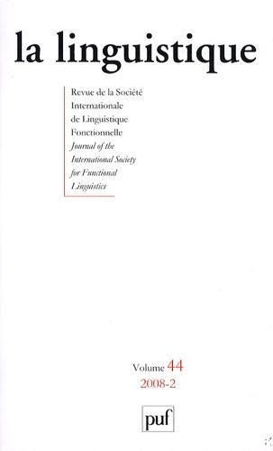 Emprunter La linguistique Volume 44 N° 2/2008 livre