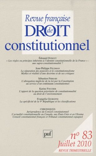 Emprunter Revue française de Droit constitutionnel N° 83, juillet 2010 livre