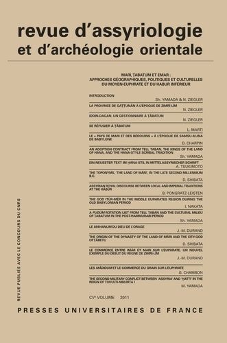 Emprunter Revue d'assyriologie et d'archéologie orientale N° 105/2011 : Mari, Tabatum et Emar : approches géog livre