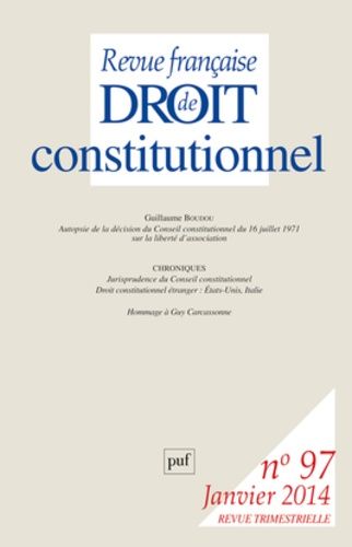 Emprunter Revue française de Droit constitutionnel N° 97, Janvier 2014 livre