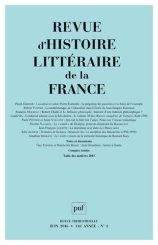 Emprunter Revue d'histoire littéraire de la France N° 2, juin 2016 livre