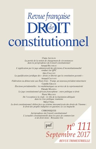 Emprunter Revue française de Droit constitutionnel N° 111, septembre 2017 livre