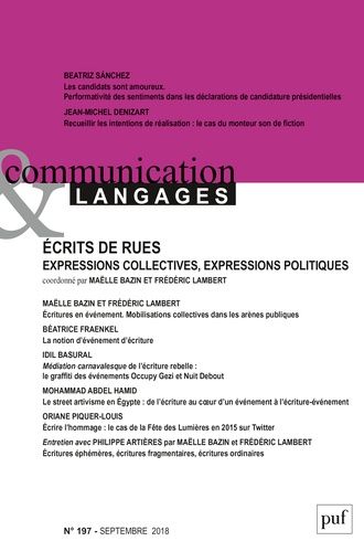 Emprunter Communication et Langages N° 197, septembre 2018 : Ecrits de rues. Expressions collectives, expressi livre
