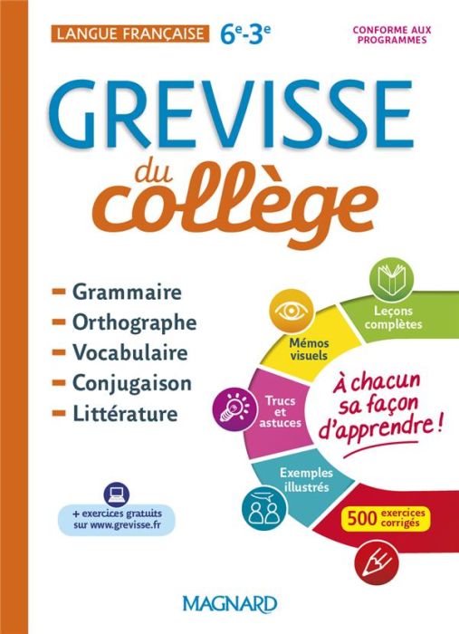 Emprunter Français 6e-3e Grevisse du collège. Edition 2018 livre
