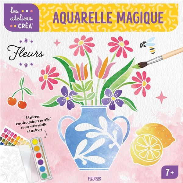 Emprunter Aquarelle magique fleurs. 6 tableaux avec des contours en relief et une vraie palette de couleurs livre