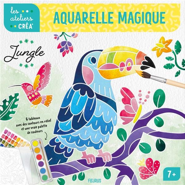 Emprunter Aquarelle magique jungle. 6 tableaux avec des contours en relief et une vraie palette de couleurs livre