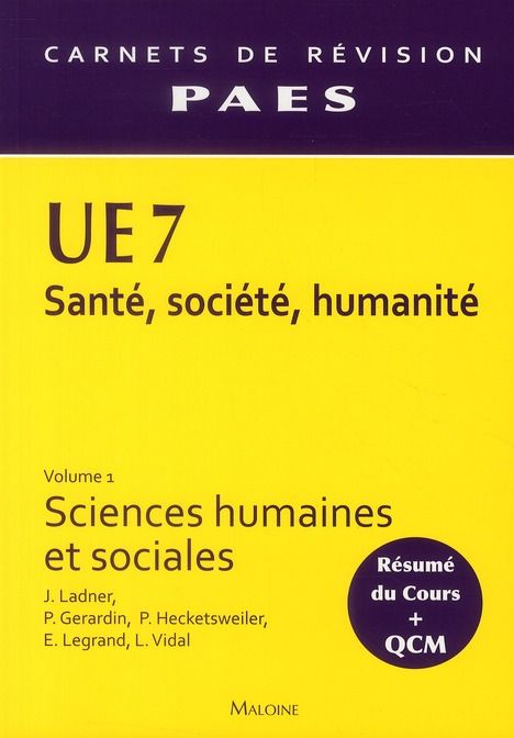 Emprunter UE 7 Santé, société, humanité. Volume 1, Sciences humaines et sociales livre