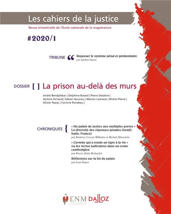 Emprunter Les Cahiers de la Justice N° 1/2020 : La prison au-delà des murs livre