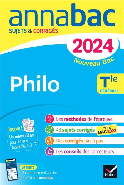 Emprunter Philo Tle générale. Sujets & corrigés, Edition 2024 livre