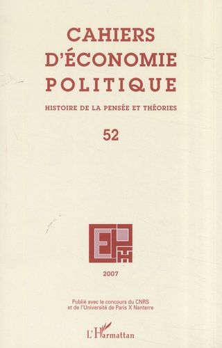 Emprunter Cahiers d'économie politique N° 52/2007 livre