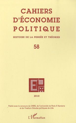 Emprunter Cahiers d'économie politique N° 58/2010 livre