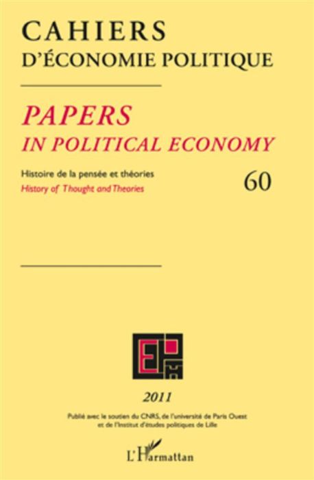 Emprunter Cahiers d'économie politique N° 60/2011 livre