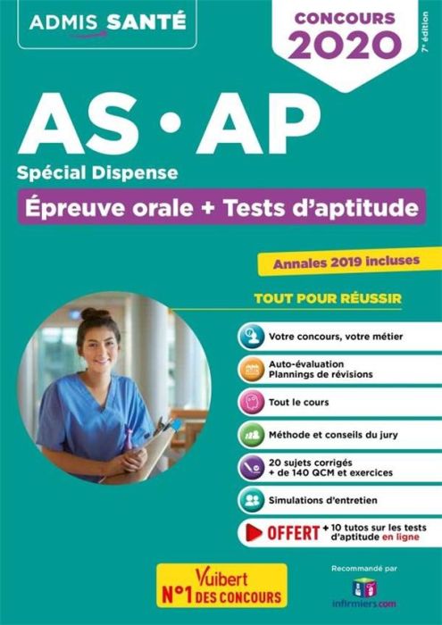 Emprunter Concours AS-AP spécial dispense. Epreuve orale + Tests d'aptitude, Edition 2019-2020 livre