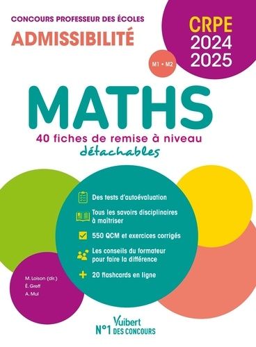 Emprunter Maths. 40 fiches de remise à niveau détachables, Edition 2024-2025 livre