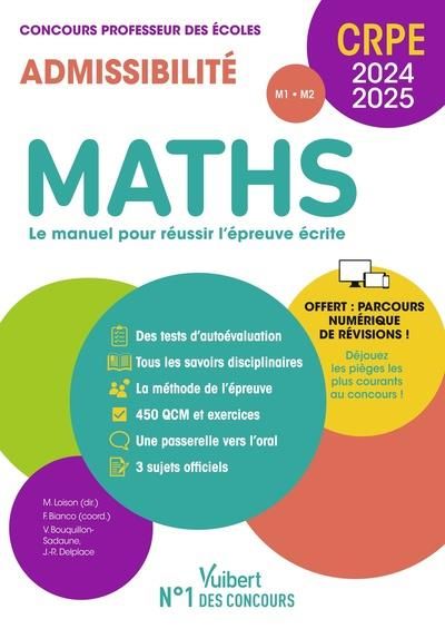 Emprunter Maths Concours professeur des écoles Admissibilité. Epreuve écrite M1-M2, Edition 2024-2025 livre