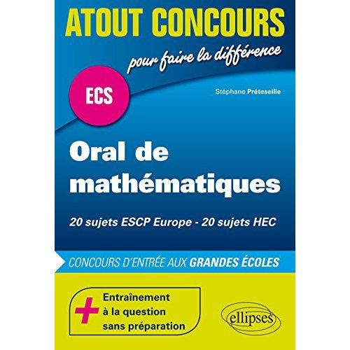 Emprunter Oral de mathématiques ESCP Europe HEC livre