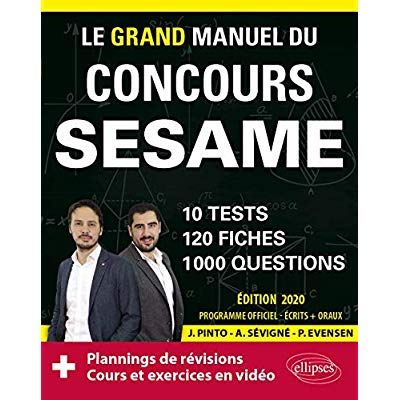 Emprunter Le grand manuel du concours SESAME. 10 tests, 120 fiches, 1000 questions, Edition 2020 livre