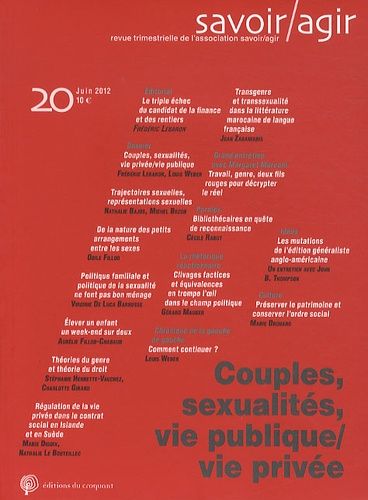 Emprunter Savoir/Agir N° 20, Juin 2012 : Couples, sexualités, vie publique/vie privée livre
