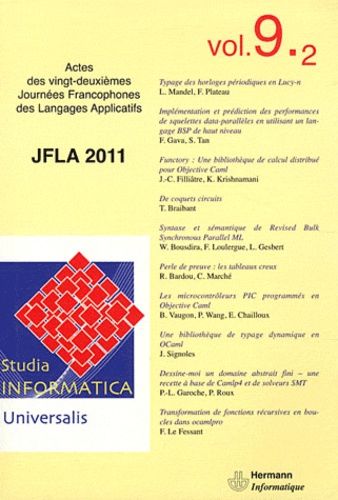 Emprunter Studia informatica universalis N° 9.2 : JFLA 2011 livre