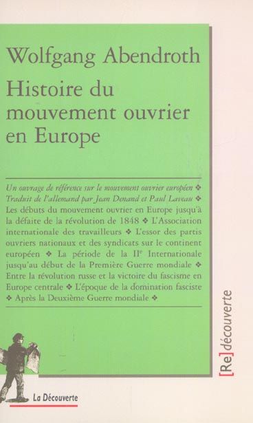 Emprunter Histoire du mouvement ouvrier en Europe livre