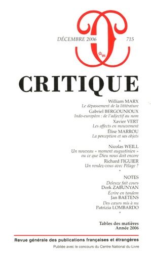Emprunter Critique N° 715, Décembre 2006 livre