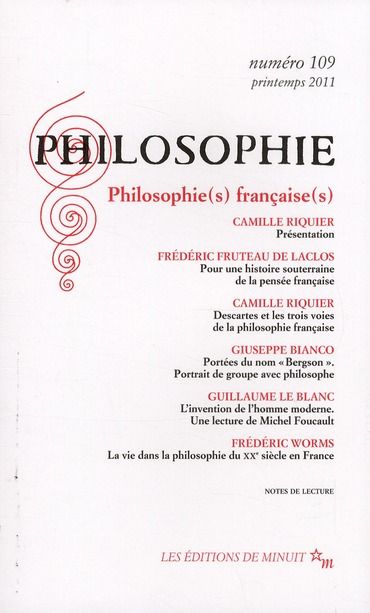 Emprunter Philosophie N° 109, Printemps 2011 : Philosophie(s) française(s) livre