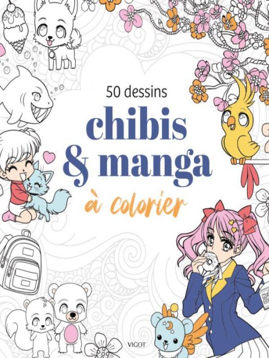 Emprunter 50 dessins chibis & manga à colorier livre