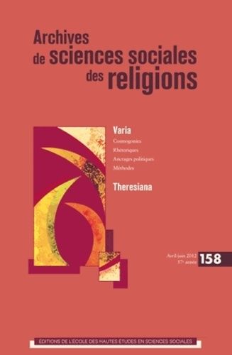 Emprunter Archives de sciences sociales des religions N° 158, avril-juin 2012 livre