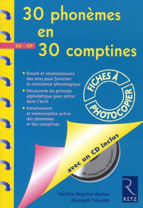 Emprunter 30 phonèmes en 30 comptines GS-CP. Avec 1 CD audio livre