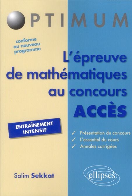 Emprunter L'épreuve de mathématiques au concours ACCES livre