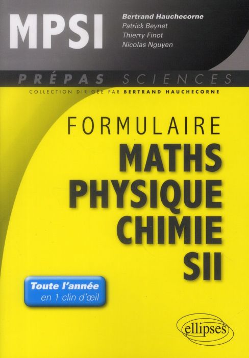 Emprunter Formulaire MPSI mathématiques physique-chimie SII livre