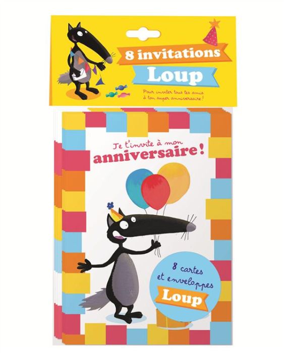 Emprunter Pack de 8 invitations Loup, pour inviter tous tes amis à ton super anniversaire ! Avec 8 enveloppes livre