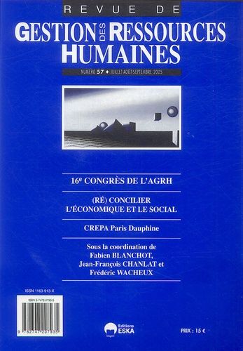 Emprunter GESTION RESSOURCES HUMAINES 57-2005 livre